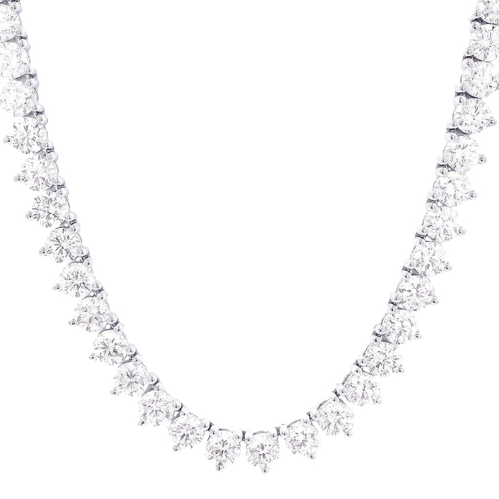 3 Prongs Diamond Tennis Necklace (29.98 Ct. Tw.) For Sale