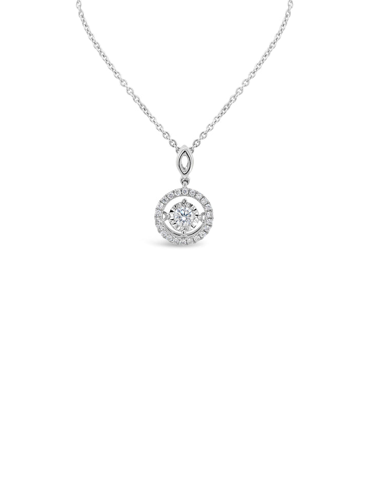 Floating Halo Round Diamonds Pendant for Rent