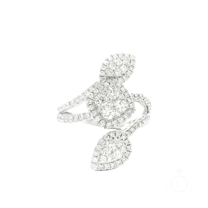 Pear and Cushion Three Rows Cocktail Ring for Rent