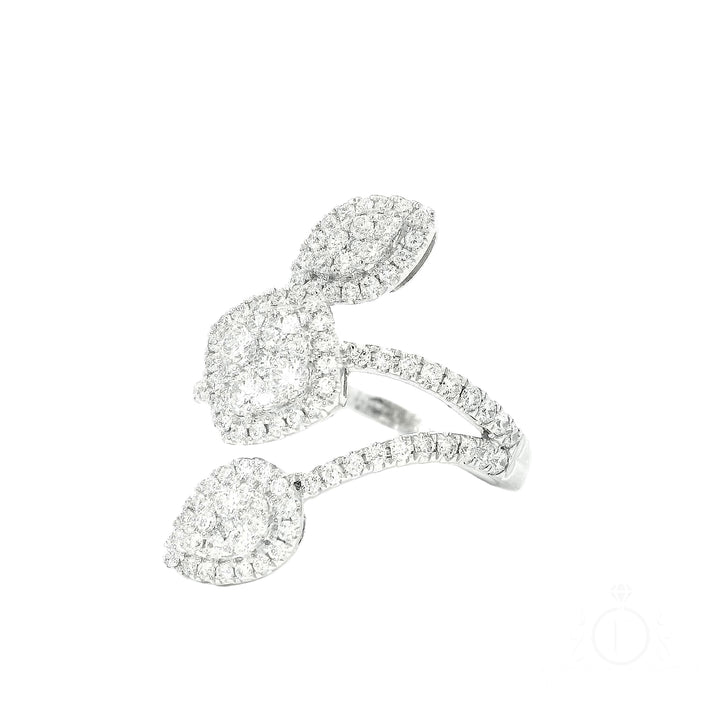 Pear and Cushion Three Rows Cocktail Ring for Rent