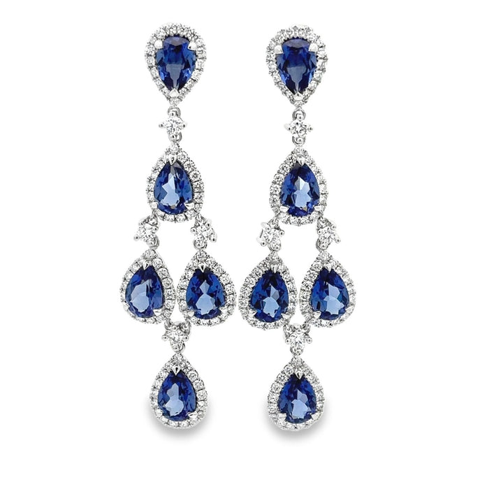 Chandelier Sapphire Diamonds Earrings - Elgrissy Diamonds