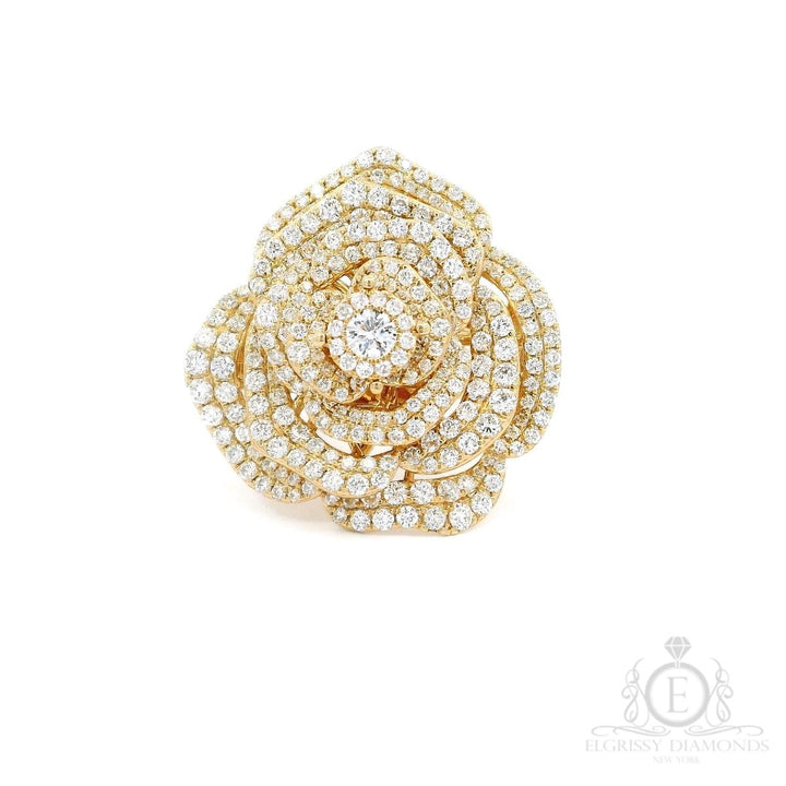 Yellow Gold Flower TwoWay Cocktail Ring/Pendant - Elgrissy Diamonds