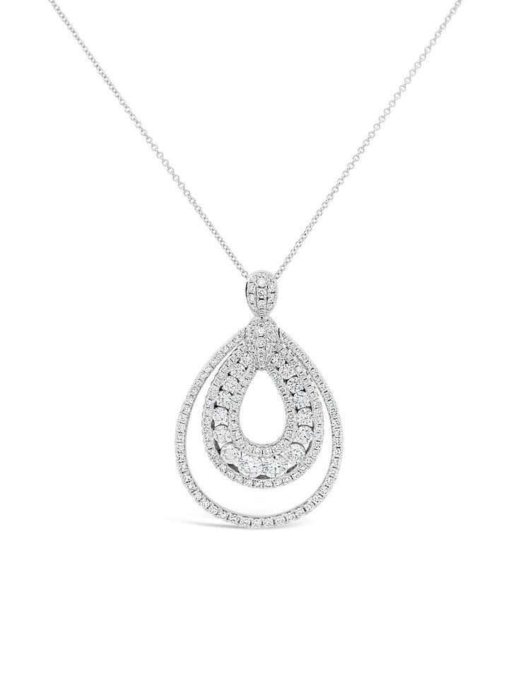 Triple Rows Pear Cluster Pendant - Elgrissy Diamonds