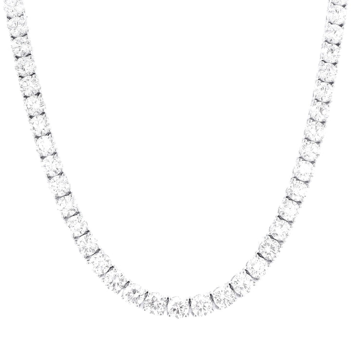 29.37 CT Lab-Grown Diamond Tennis Necklace – 14K White Gold (4-Prong)