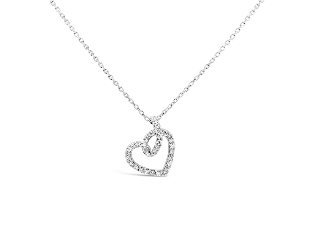 Intertwining HEART Pavé Diamonds Necklace - Elgrissy Diamonds