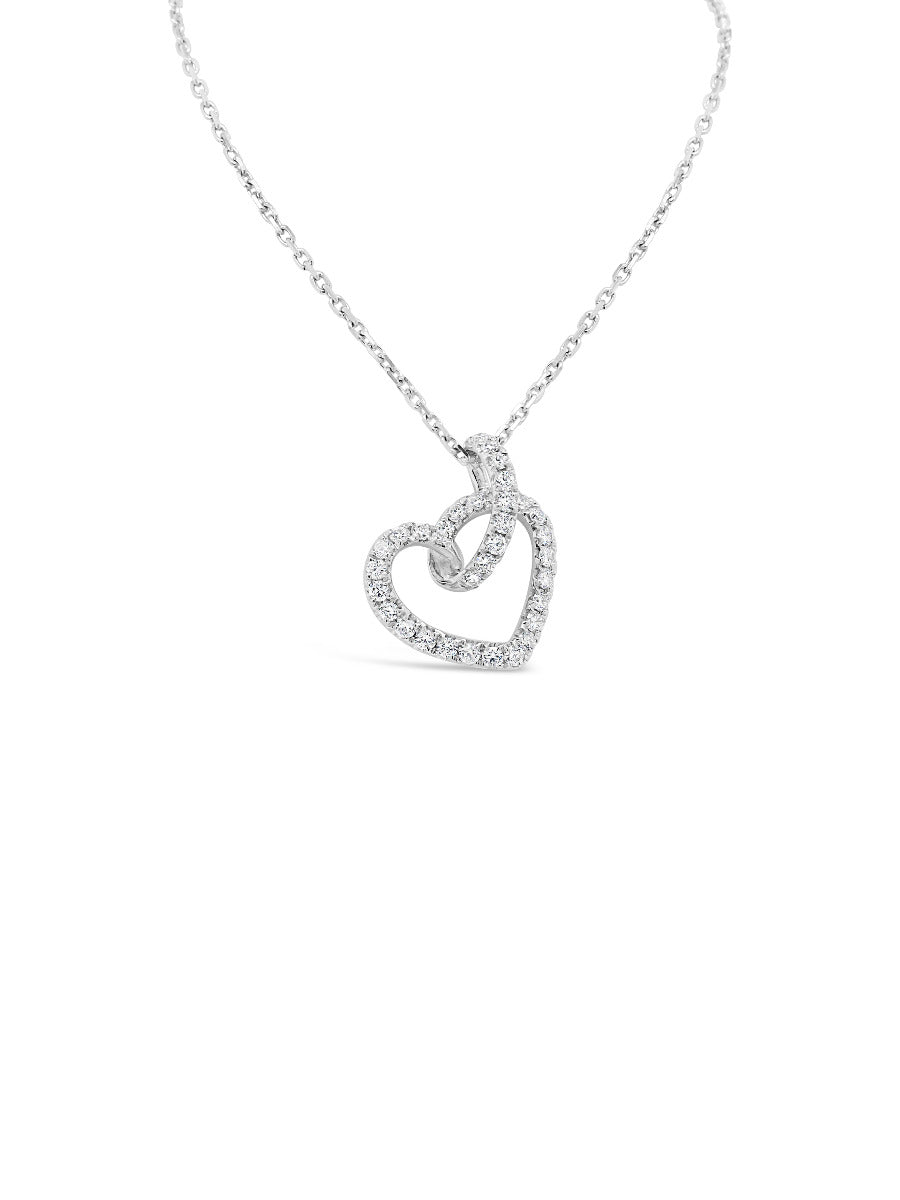 Intertwining HEART Pavé Diamonds Necklace - Elgrissy Diamonds