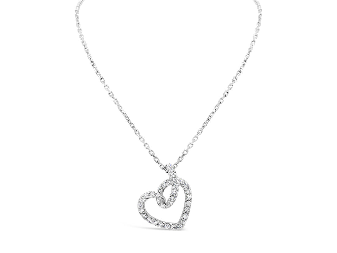 Intertwining HEART Pavé Diamonds Necklace - Elgrissy Diamonds