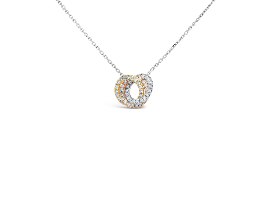 Trio Pavé Diamonds Circle Necklace - Elgrissy Diamonds