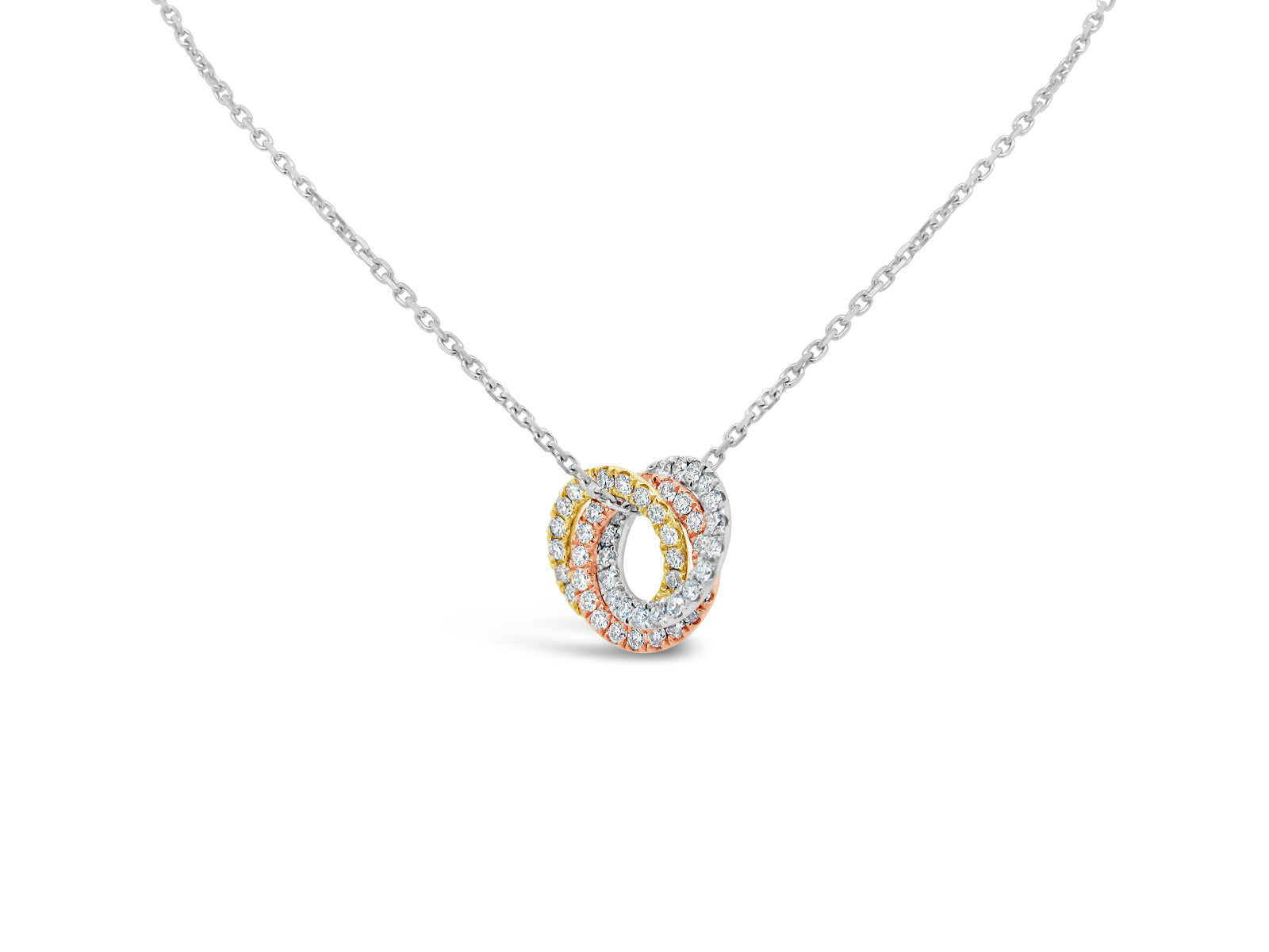 Trio Pavé Diamonds Circle Necklace - Elgrissy Diamonds