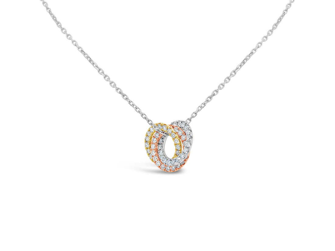 Trio Pavé Diamonds Circle Necklace - Elgrissy Diamonds