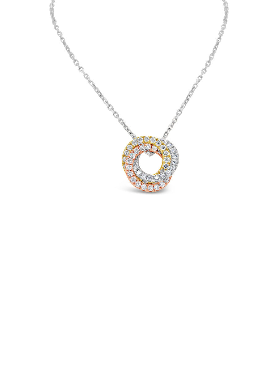 Trio Pavé Diamonds Circle Necklace - Elgrissy Diamonds