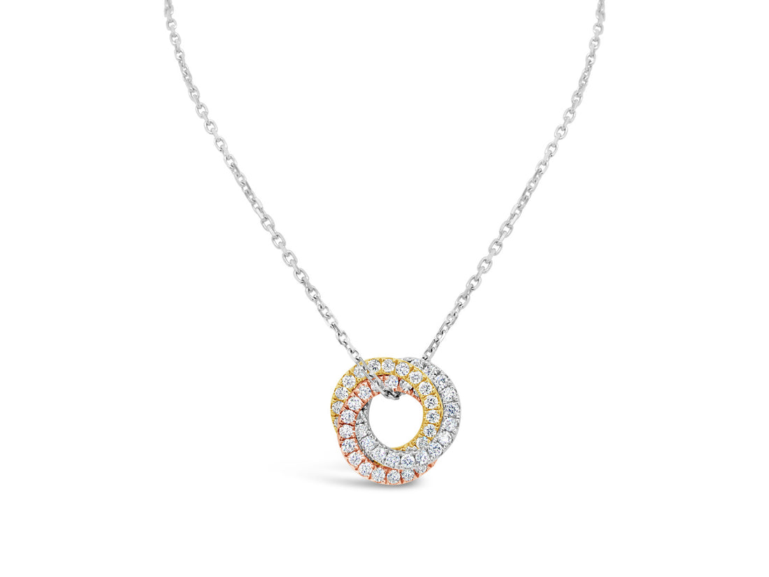 Trio Pavé Diamonds Circle Necklace - Elgrissy Diamonds