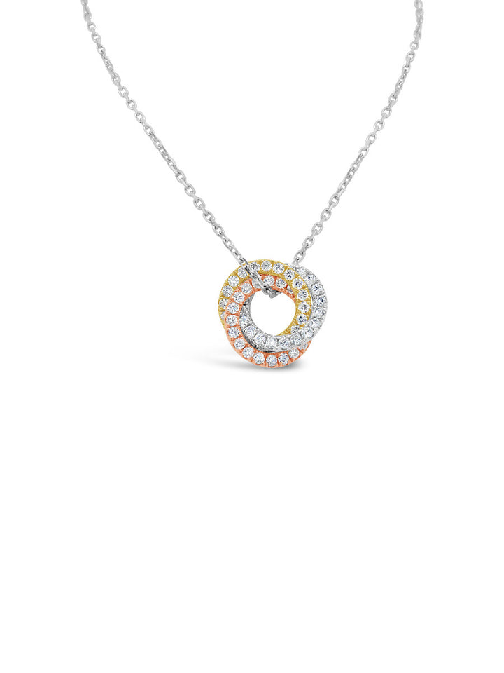 Trio Pavé Diamonds Circle Necklace - Elgrissy Diamonds