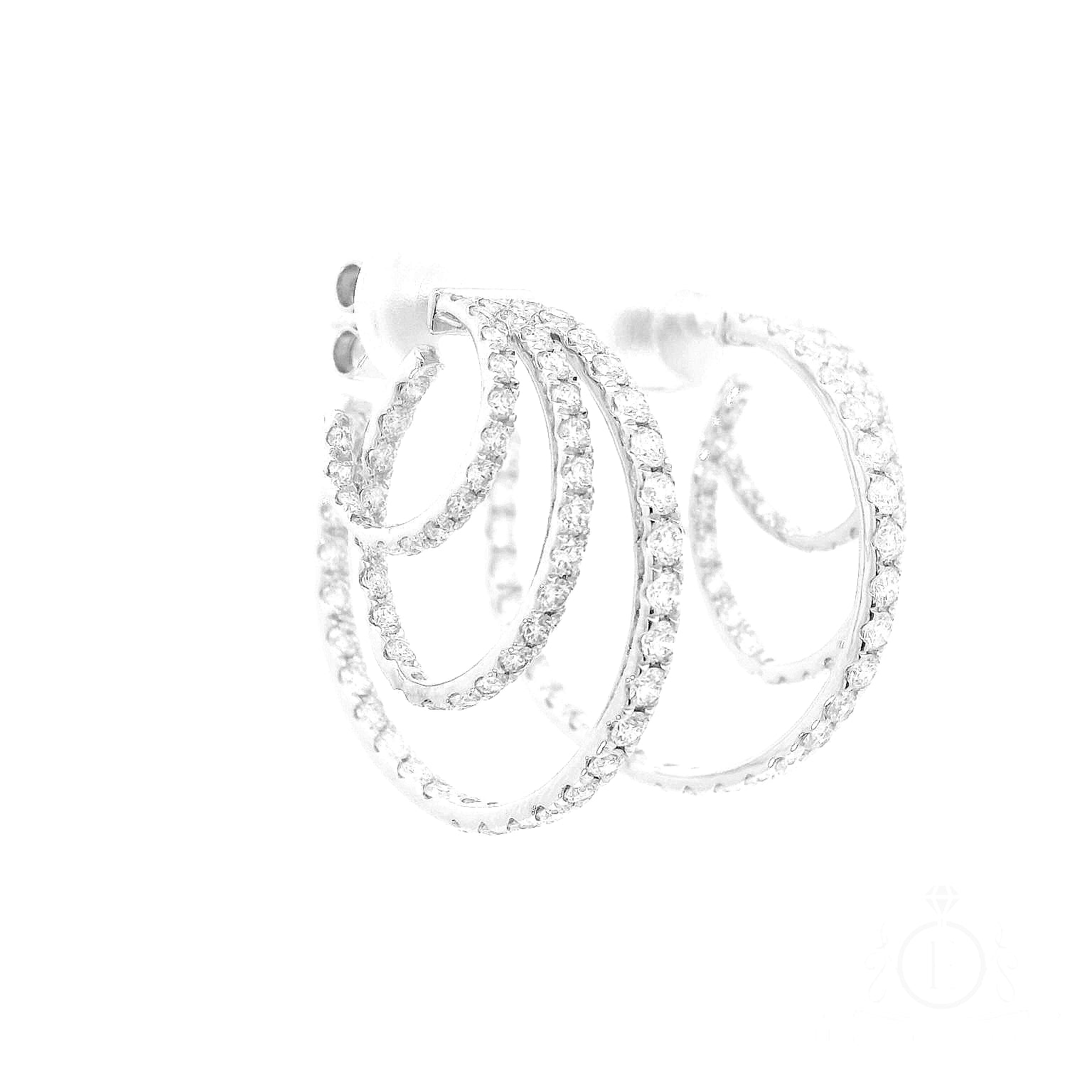 Triple Hoop Diamonds Earrings for Rent