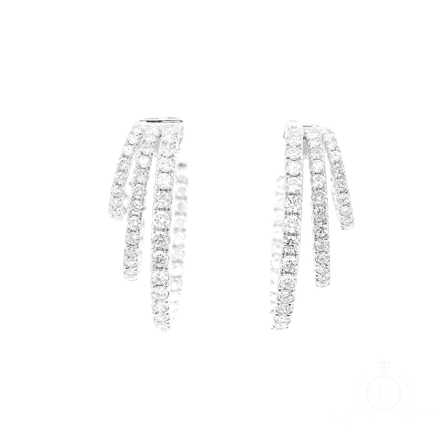 Triple Hoop Diamonds Earrings for Rent