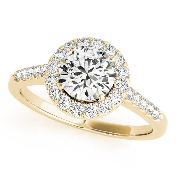 Halo Shared Prongs Pavé Round Engagement Ring - Elgrissy Diamonds
