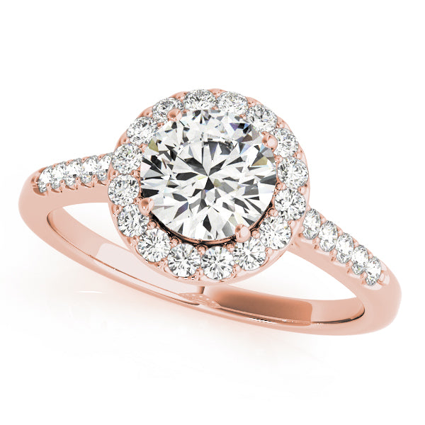 Halo Shared Prongs Pavé Round Engagement Ring - Elgrissy Diamonds