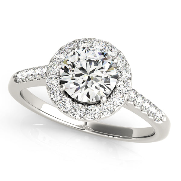 Halo Shared Prongs Pavé Round Engagement Ring - Elgrissy Diamonds
