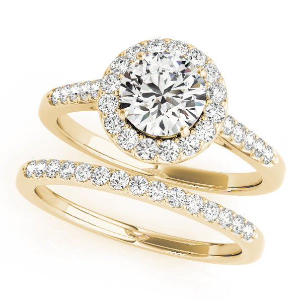 Halo Shared Prongs Pavé Round Engagement Ring - Elgrissy Diamonds