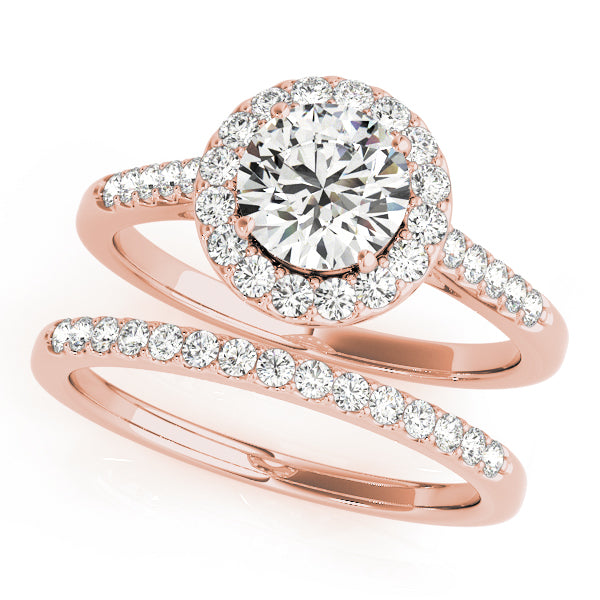 Halo Shared Prongs Pavé Round Engagement Ring - Elgrissy Diamonds