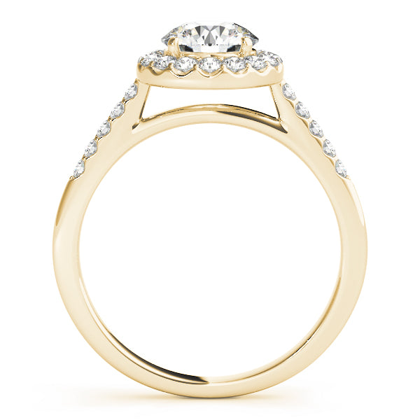 Halo Shared Prongs Pavé Round Engagement Ring - Elgrissy Diamonds