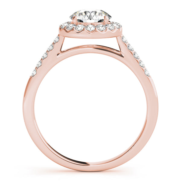Halo Shared Prongs Pavé Round Engagement Ring - Elgrissy Diamonds