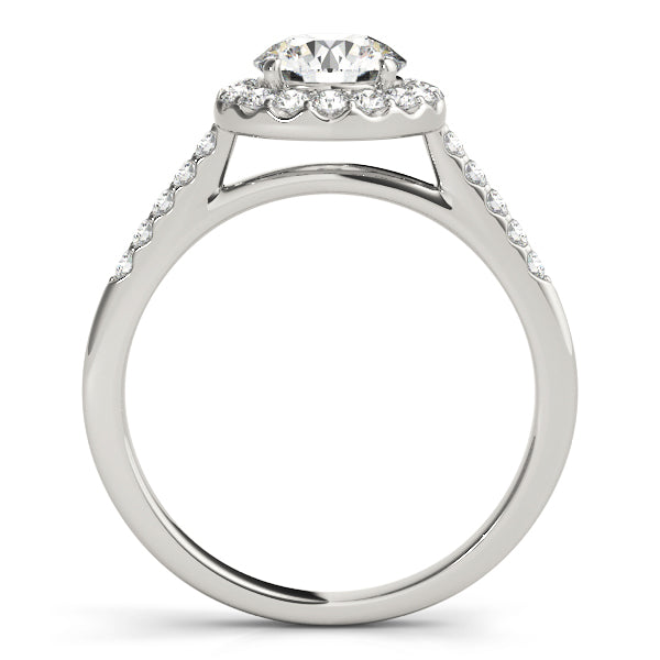 Halo Shared Prongs Pavé Round Engagement Ring - Elgrissy Diamonds