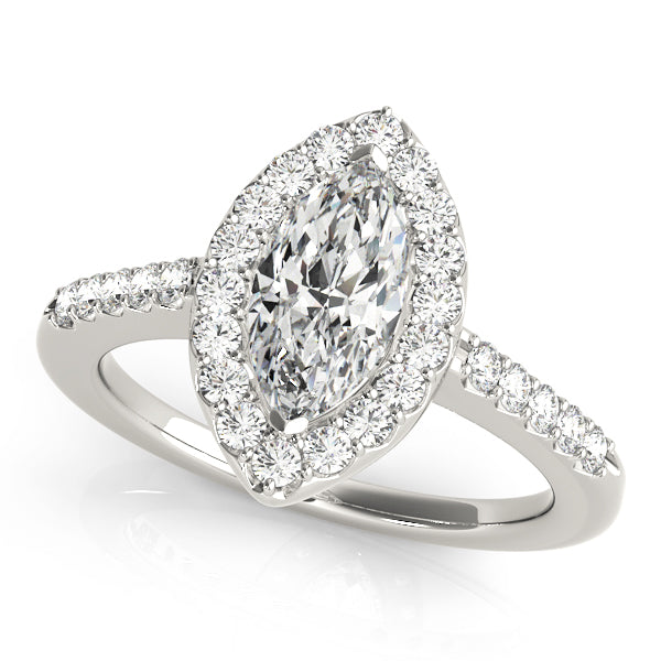 Marquise Halo Pavé Diamond Engagement Ring - Elgrissy Diamonds