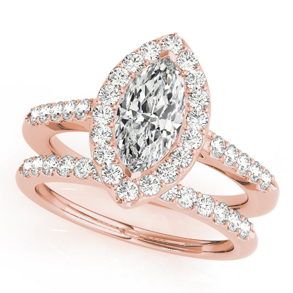 Marquise Halo Pavé Diamond Engagement Ring - Elgrissy Diamonds