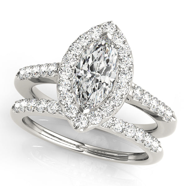 Marquise Halo Pavé Diamond Engagement Ring - Elgrissy Diamonds