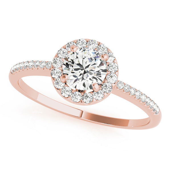 Knife Edge Micro Pavé Halo Round Engagement Ring - Elgrissy Diamonds
