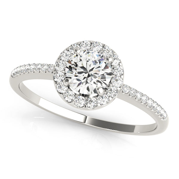 Knife Edge Micro Pavé Halo Round Engagement Ring - Elgrissy Diamonds