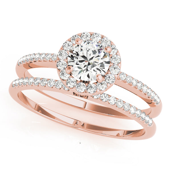 Knife Edge Micro Pavé Halo Round Engagement Ring - Elgrissy Diamonds