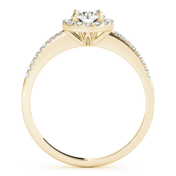 Knife Edge Micro Pavé Halo Round Engagement Ring - Elgrissy Diamonds