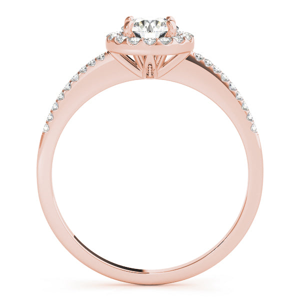 Knife Edge Micro Pavé Halo Round Engagement Ring - Elgrissy Diamonds