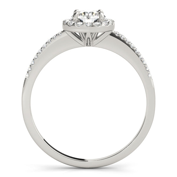Knife Edge Micro Pavé Halo Round Engagement Ring - Elgrissy Diamonds
