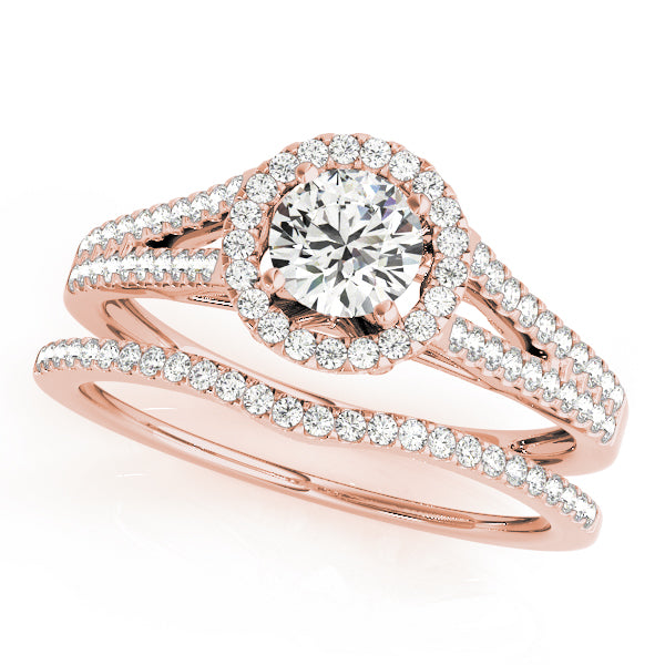 Forever Float Halo Split Shanks Round Engagement Ring - Elgrissy Diamonds