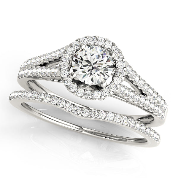 Forever Float Halo Split Shanks Round Engagement Ring - Elgrissy Diamonds