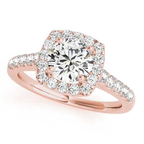 Swan Square Halo Round Engagement Ring - Elgrissy Diamonds
