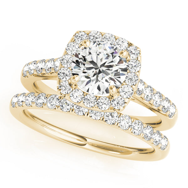Swan Square Halo Round Engagement Ring - Elgrissy Diamonds