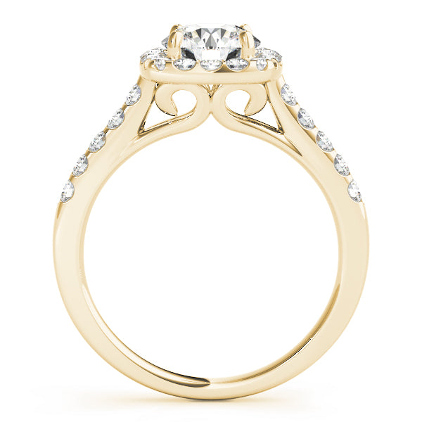 Swan Square Halo Round Engagement Ring - Elgrissy Diamonds