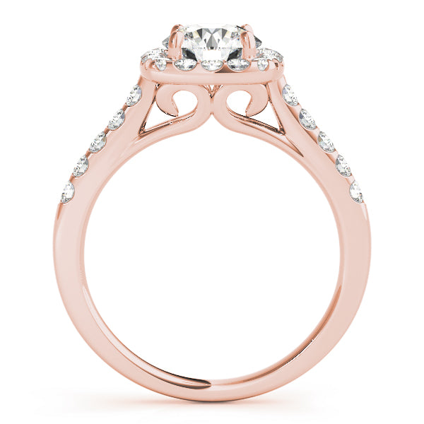 Swan Square Halo Round Engagement Ring - Elgrissy Diamonds