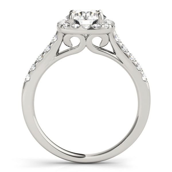 Swan Square Halo Round Engagement Ring - Elgrissy Diamonds
