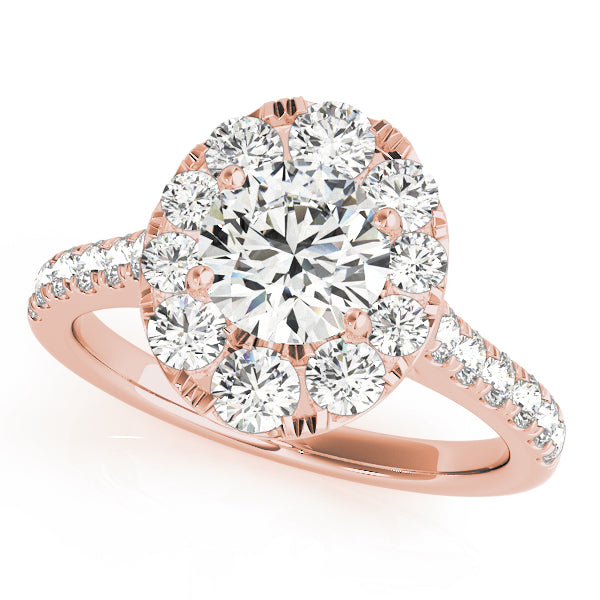 Oval Tulip Halo Round Engagement Ring - Elgrissy Diamonds