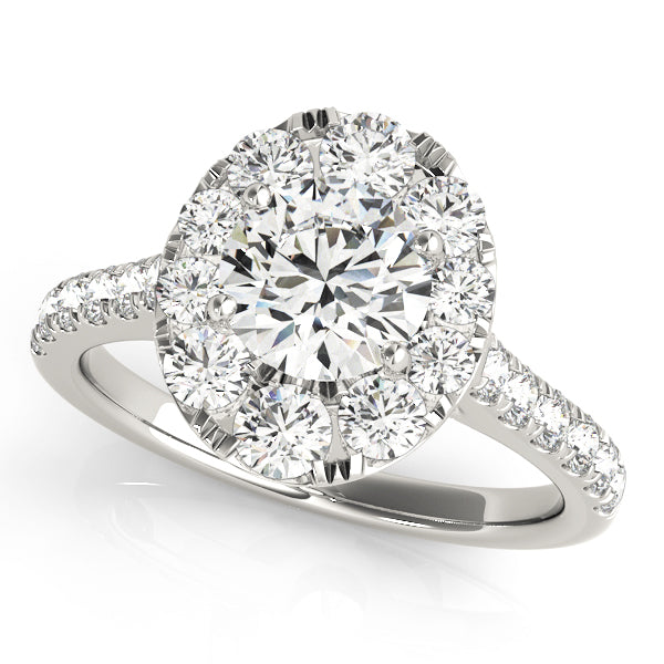 Oval Tulip Halo Round Engagement Ring - Elgrissy Diamonds