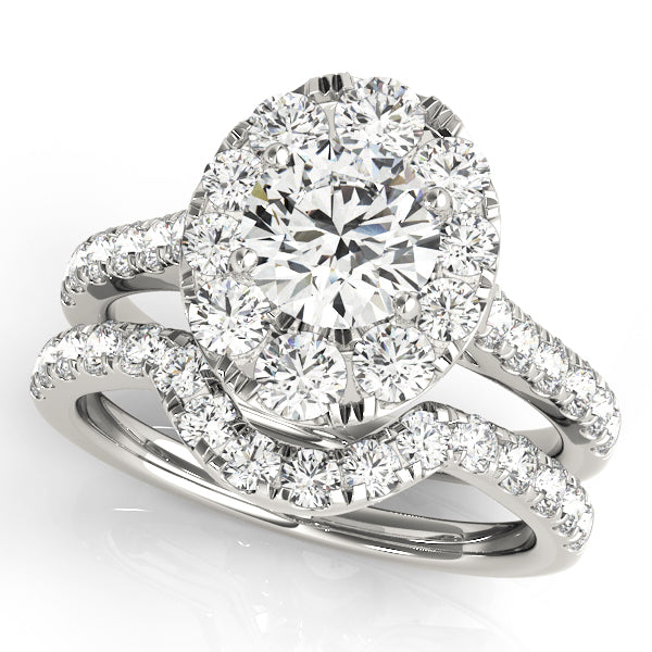 Oval Tulip Halo Round Engagement Ring - Elgrissy Diamonds