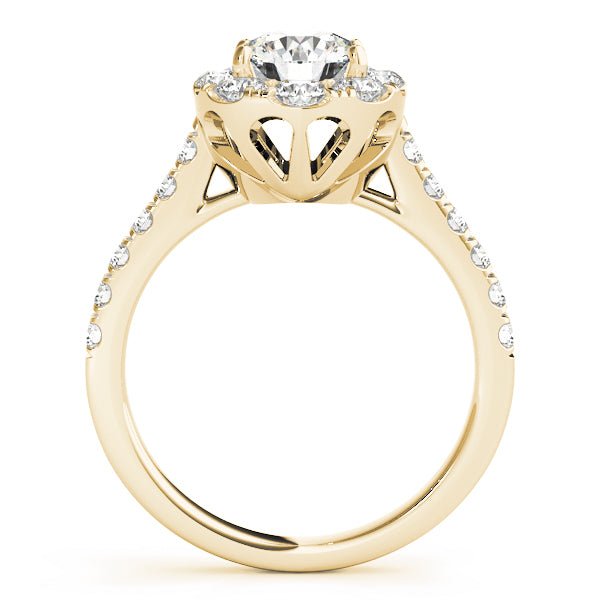 Oval Tulip Halo Round Engagement Ring - Elgrissy Diamonds