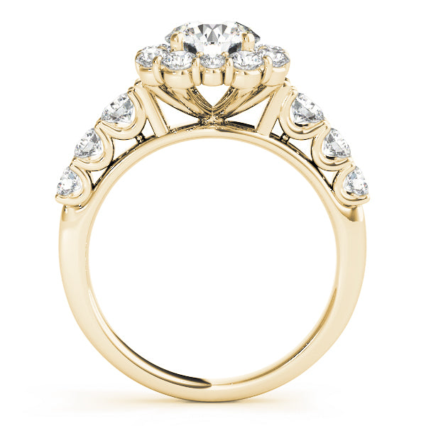 Trellis Float Halo Flower Round Engagement Ring - Elgrissy Diamonds