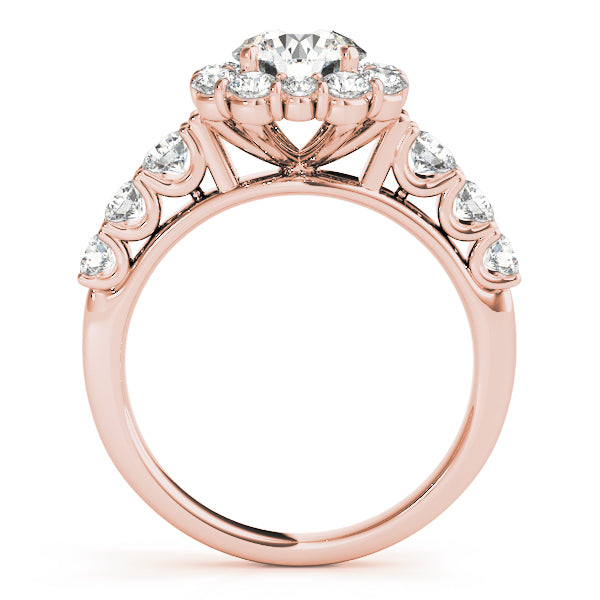 Trellis Float Halo Flower Round Engagement Ring - Elgrissy Diamonds
