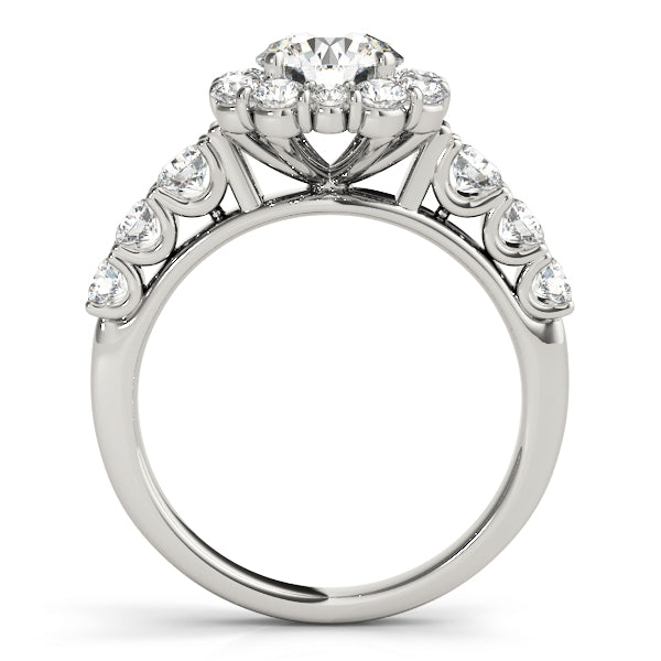 Trellis Float Halo Flower Round Engagement Ring - Elgrissy Diamonds